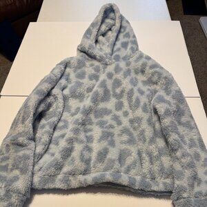 Splendid Blue Plush Fleece Cropped Hoodie Size M